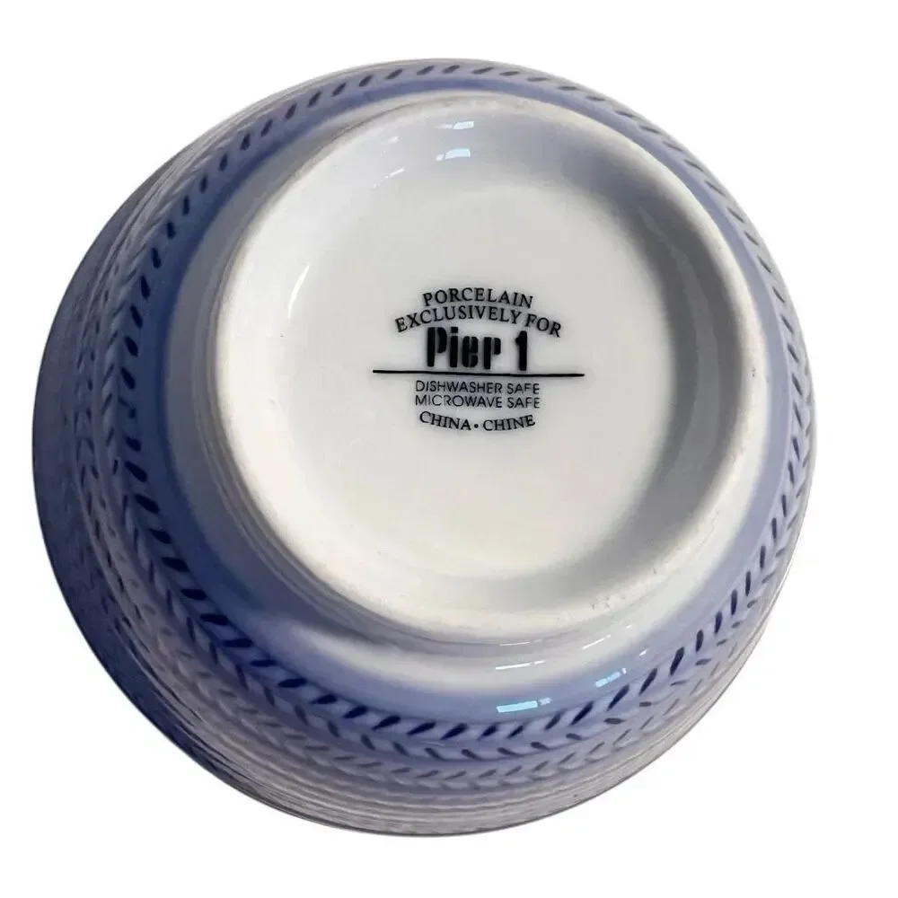 PIER ONE Blue TWILL Porcelain 6” Rice Bowl